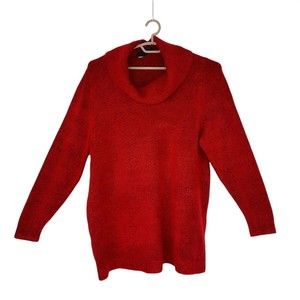 Lane Bryant Sweater Ladies Plus Size 18/20 Cowl Neck Tunic Red MSRP $60 NWT